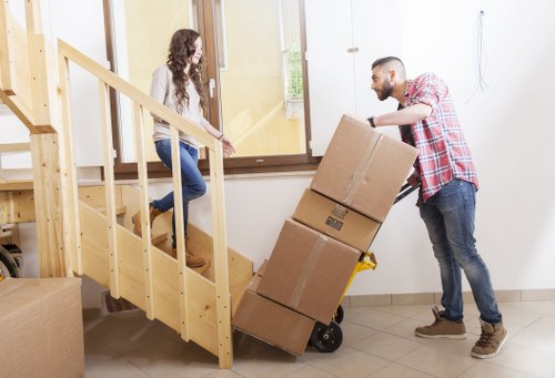 Bowespark resident organizing boxes for mobile self storage